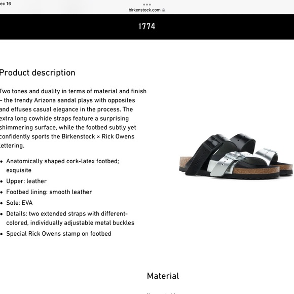 1774 Birkenstock Rick Owens Arizona size 41 - Picture 9 of 10